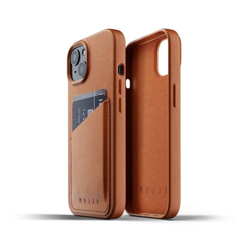 Mujjo Full Leather Wallet Case for iPhone 13 - Tan