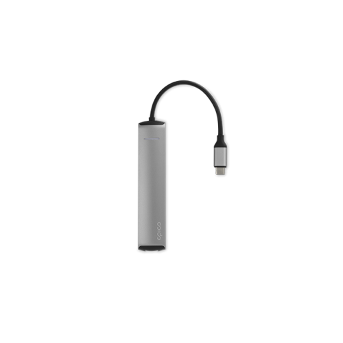 Epico Type-C Hub SLIM 4K HDMI & Ethernet - silver, black cable