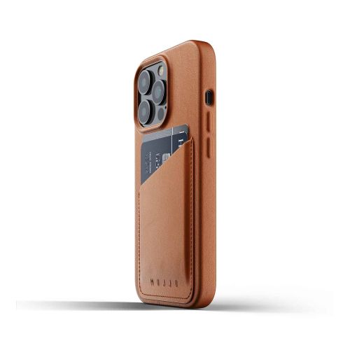 Mujjo Full Leather Wallet Case for iPhone13 Pro - Tan