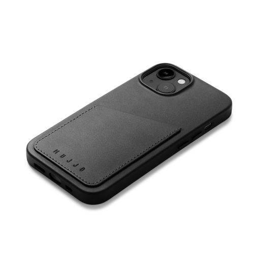 Mujjo Full Leather Wallet Case for iPhone 14 - Black